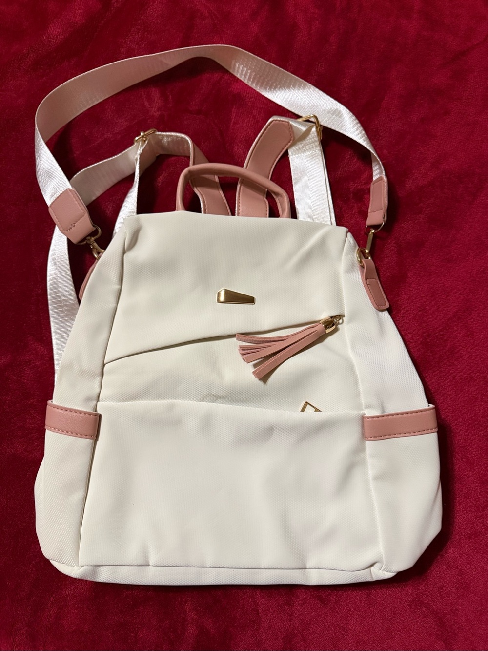 Women’s Cream & Pink Everyday Backpack - Stylish Casual Bag